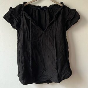 〰️ ruffle black cotton shirt 〰️